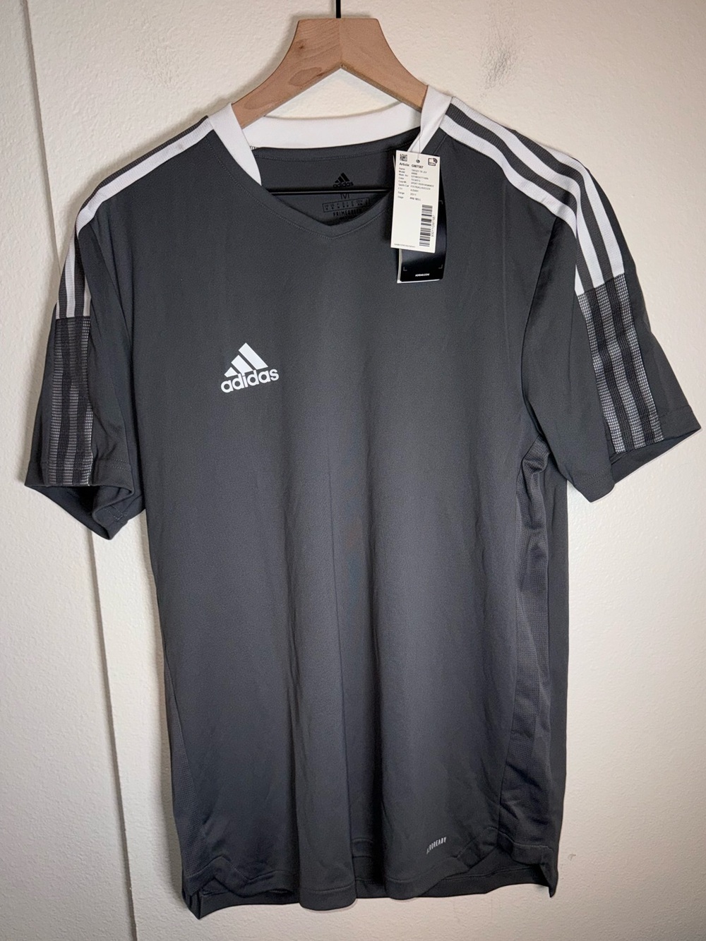 NWT ADIDAS Men’s Gray and White Primegreen Performance Soccer Jersey M